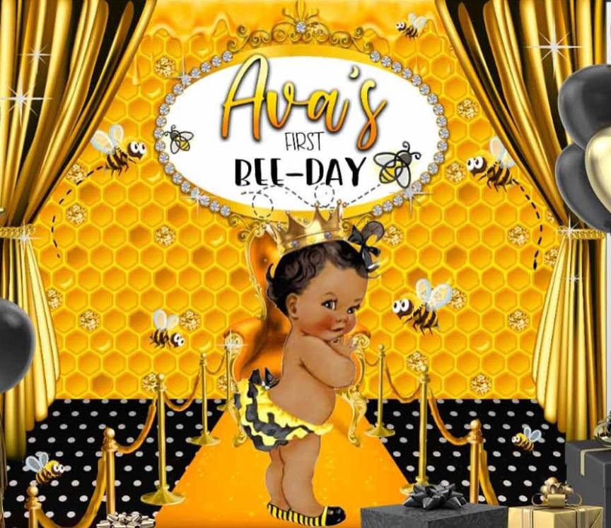 Bee Day Party Backdrop, Bumble Bee Birthday, Bee Birthday Party  Decorations, Bumble Bee Party Banner, First Birthday 
