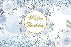 happy birthday blue floral