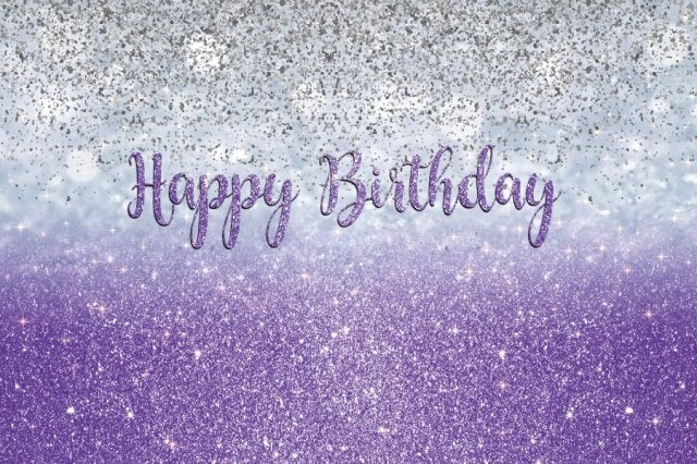 Happy Birthday purple silver gray