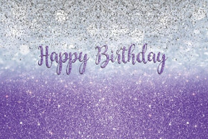 Happy Birthday purple silver gray