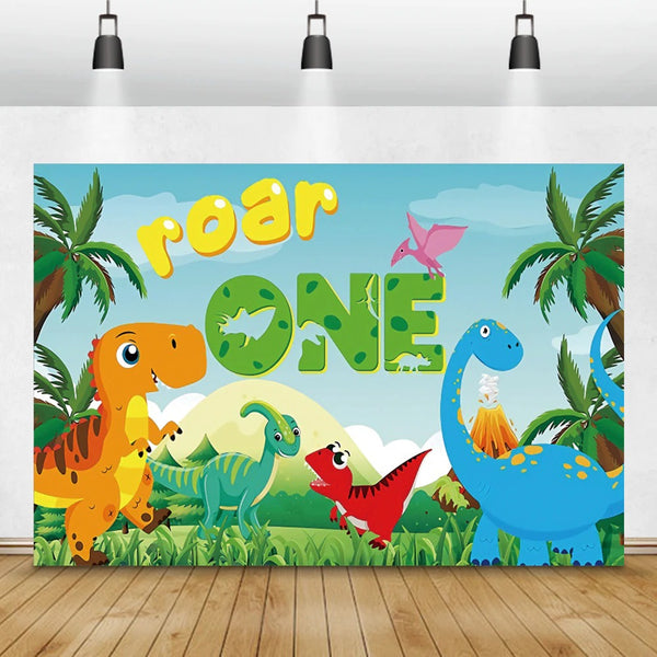 Jungle Tropical Palms Trees Leaves Poster Kid baby dinosaurs
