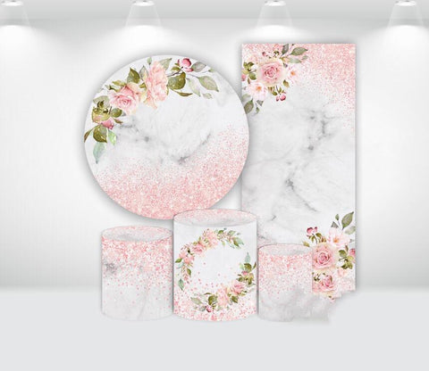 Pink marble floral , rosa gold dust 5ft