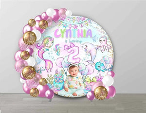 Round Little Mermaid Under the Sea 1st 2nd 3rd 4th Girl birthday 5ft