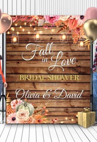 Autumn Bridal Shower, fall in love backdrop, rustic backdrop, Rustic Fall in Love, autumn 5ft