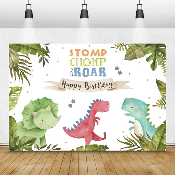Jungle Tropical Palms Trees Leaves Poster Kid baby dinosaurs