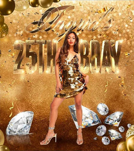 Backdrop Birthday for Lady Gold Shiny Diamonds 5ft