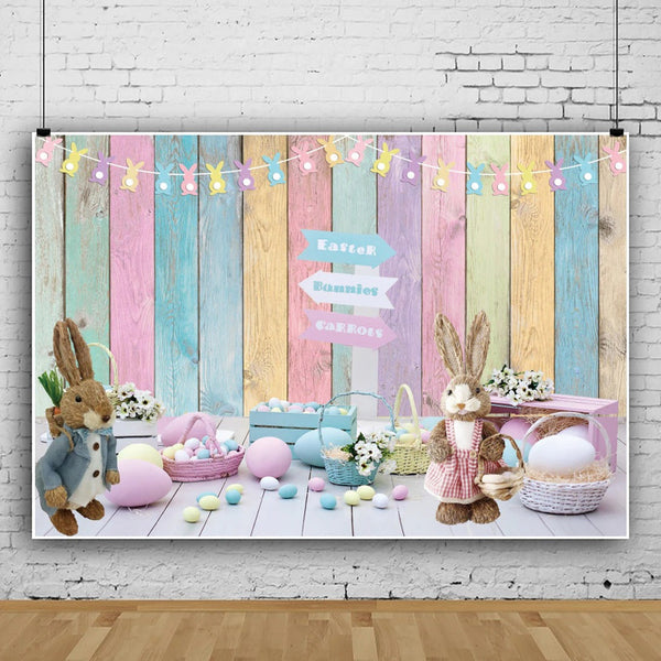 Easter Kitchen Dining Table Gray Wooden Board bunnies rabbits