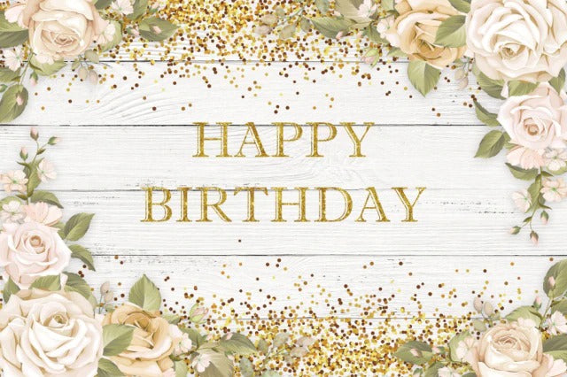 happy birthday rustic wooden floral