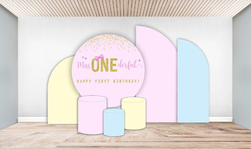 miss one years old OneDeful pink backdrop pastel colors 5ft