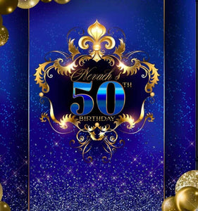 Copy of royal heavy blue gold backdrop, silver backdrop, diamonds backdrop, 20th 30th 40th 50th, 60th 70th, for Men 5ft