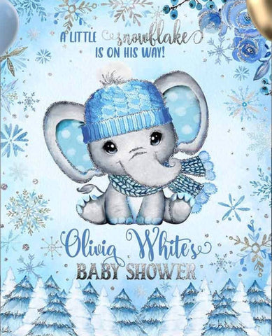 Winter Onederland,winter banner,elephant backdrop. elephant banner,elephant shower, baby shower, Boy Elephant 5ft