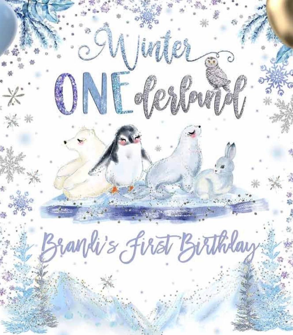 Winter OnederlandWinter Onederland, Snowflake, Baby Arctic Animal, Polar Bear, arctic backdrop, snowflake backdrop,white wonderland 5ft