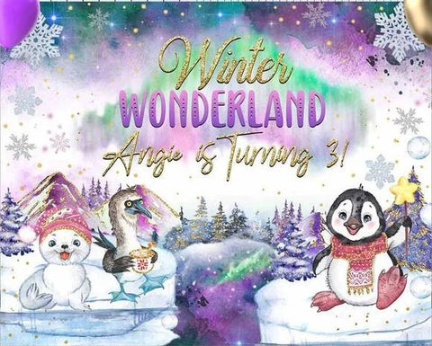 Winter Onederland, Snowflake, Baby Arctic Animal, Polar Bear, arctic backdrop, white wonderland, penguins 5ft