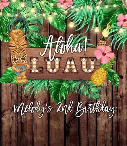 Tiki Luau backdrop, Luau banner, Luau, tropical backdrop, tropical banner, Aloha wooden Hawaii backdrop 5ft