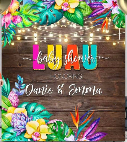 Luau backdrop, Luau banner,tropical Hawaii wooden 5ft