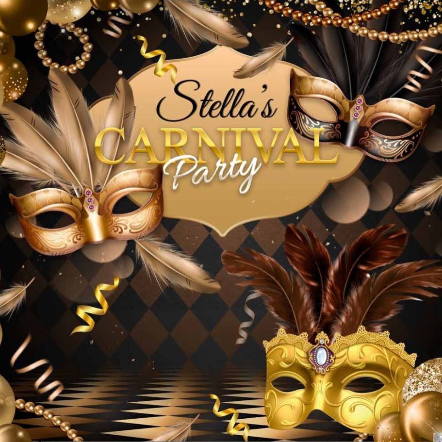 Mardi Gras, golden mask carnival 5ft