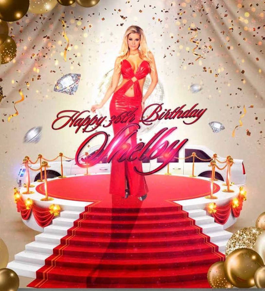 Red carpet birthday backdrop premium luxury Red backdrop , 30th 40th 50th 60th  for Lady 5ft