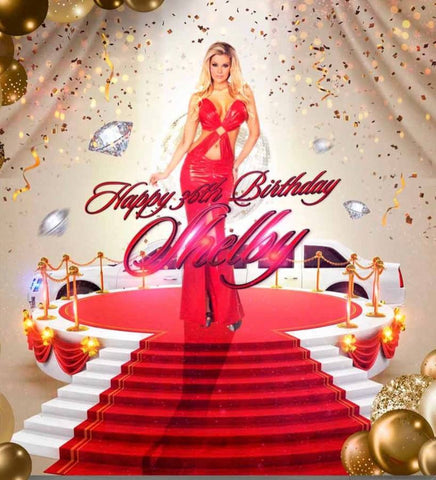 Red carpet birthday backdrop premium luxury Red backdrop , 30th 40th 50th 60th  for Lady 5ft