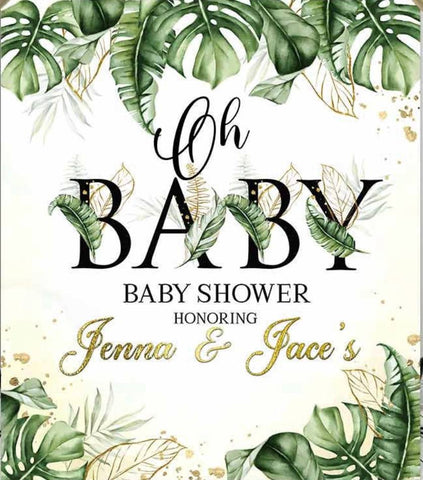 tropical baby shower, oh boy backdrop, , Aloha palms 5ft