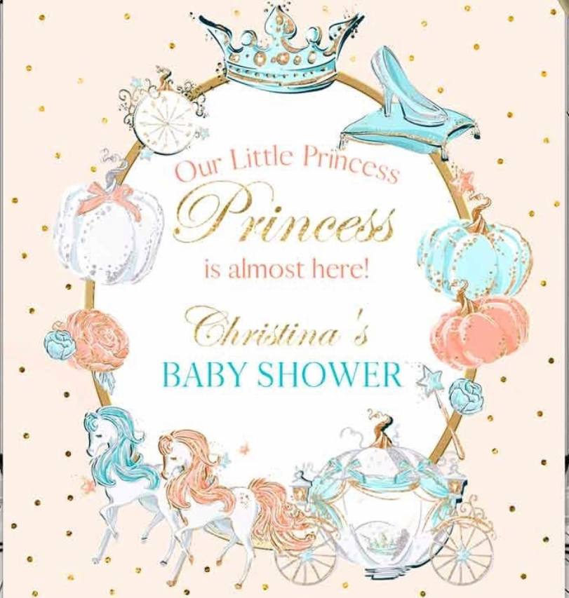 Pumpkin Princess, Carriage backdrop baby shower 5ft