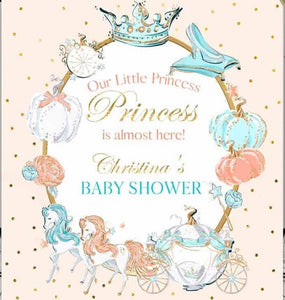 Pumpkin Princess, Carriage backdrop baby shower 5ft