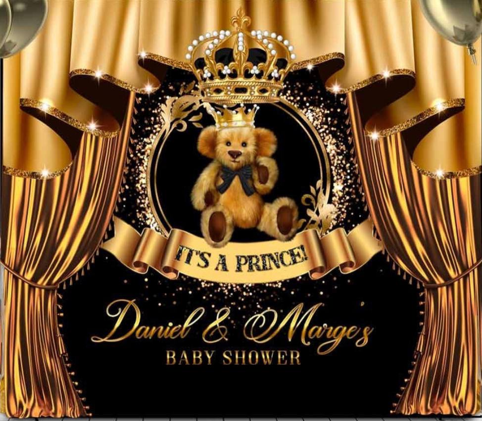teddy bear baby shower, Royal Black Crown Prince Baby Boy Bling, 5ft
