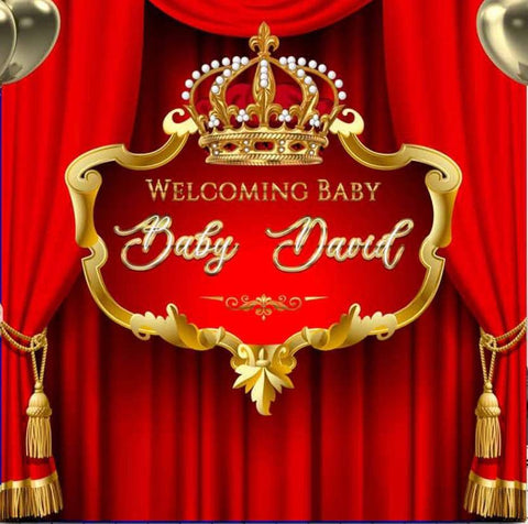 Royal  Our little prince, baby shower red backdrop 5ft