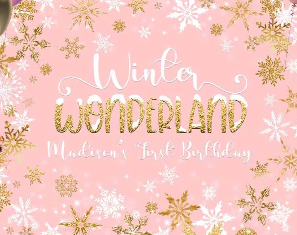 one-derland, ONEderland, woodland backdrop, 1st birthday, winter backdrop, snowflake backdrop,onederland pink, wonederland 5ft