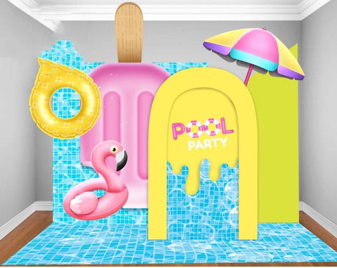 Swimming pool background, summer birthday party, flamingo pool party, flamingo background, plumble background, beach background 5ft